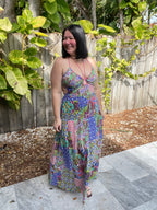 Lagoon Bloom Keyhole Tie Detail Dress