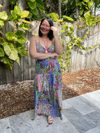 Lagoon Bloom Keyhole Tie Detail Dress