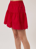Sassy Scarlet Eyelet Hem Mini Skirt