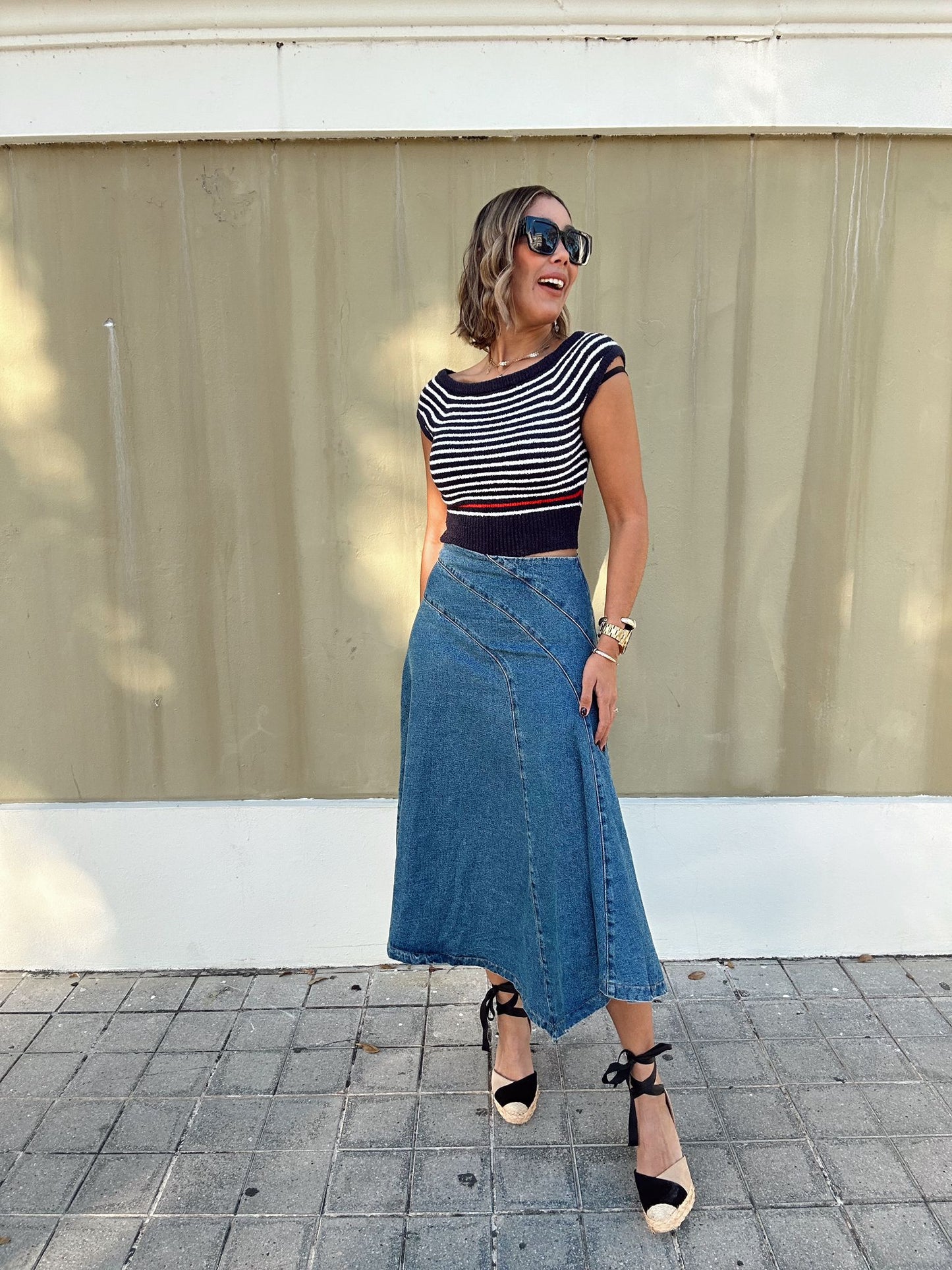 Classic Seamline A-Line Denim Skirt