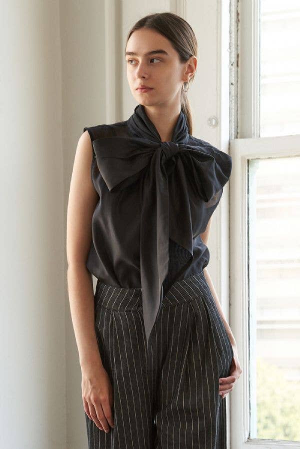 Exquisite Organza Bow Tie Cami Blouse