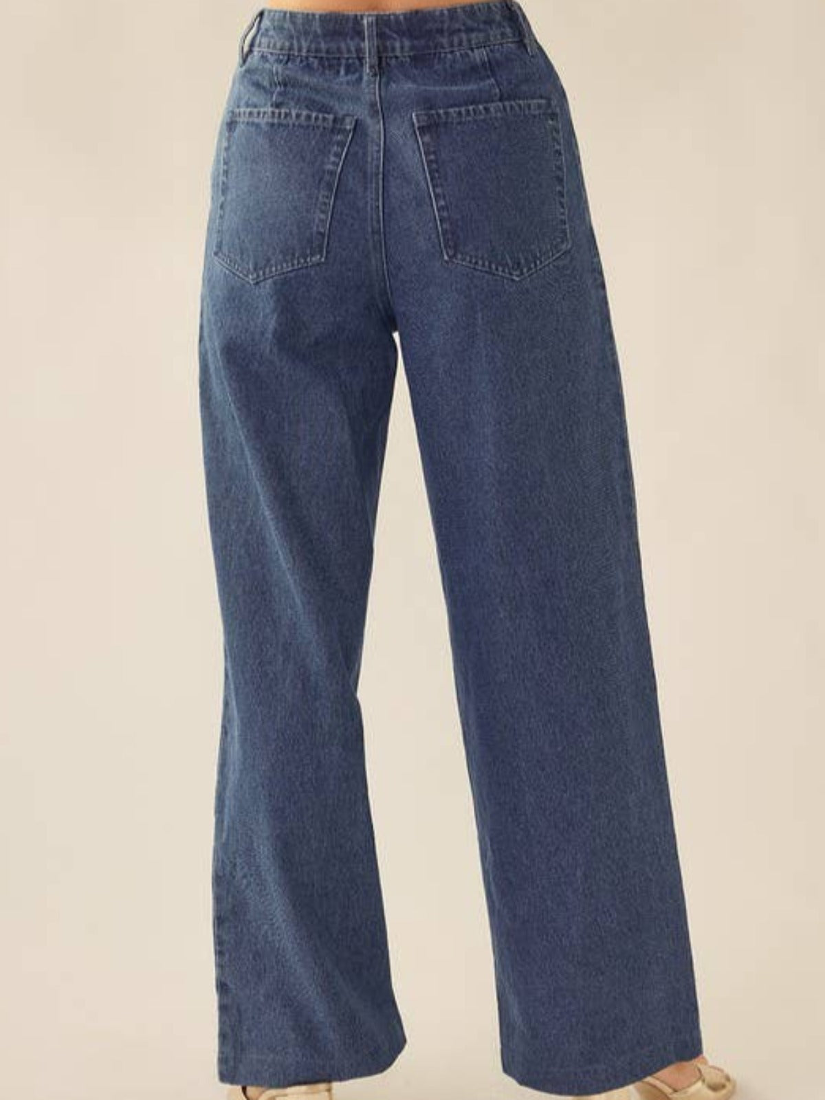 High Waisted Boot Cut Pleated Jeans