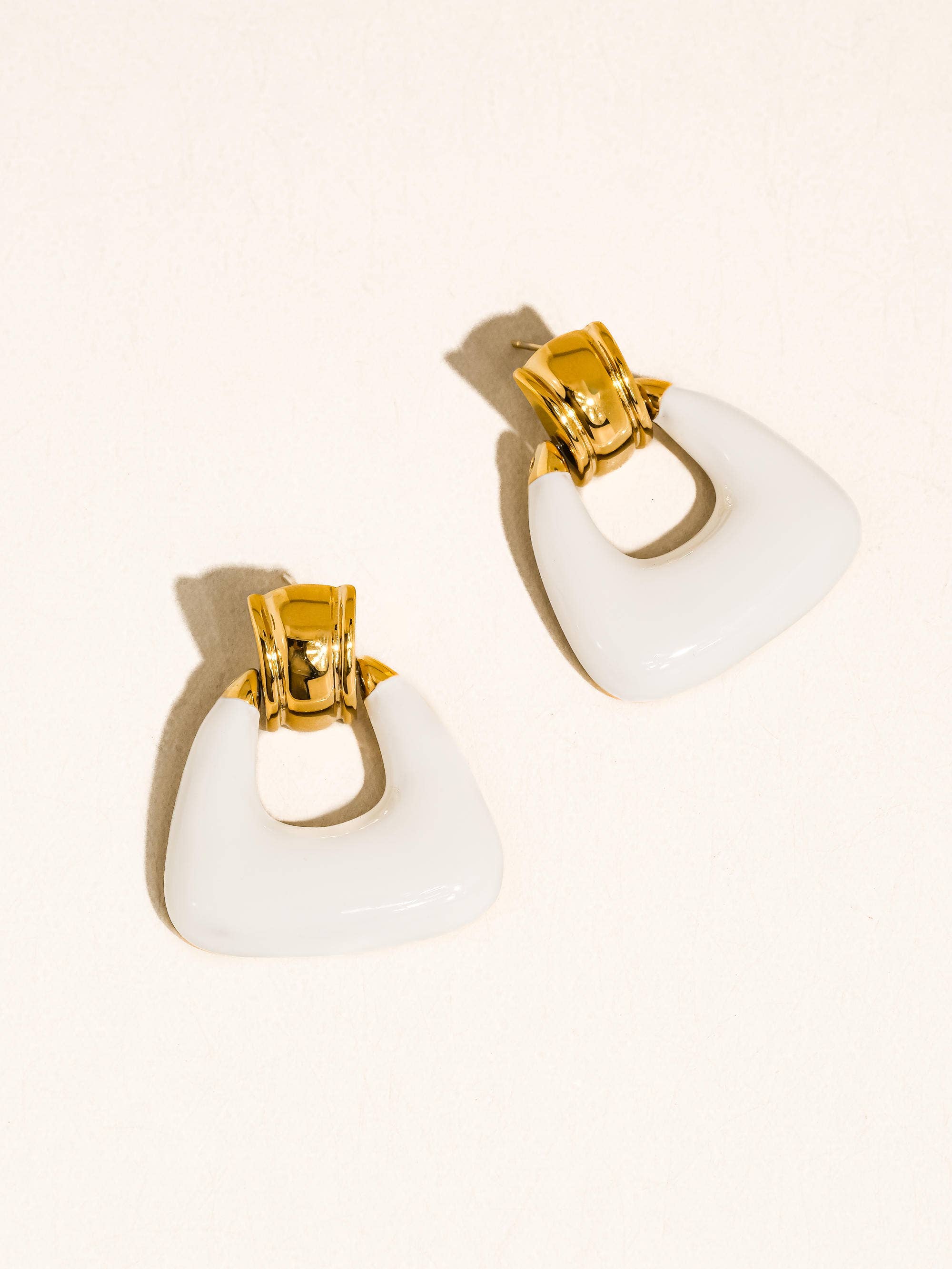 Janelle 18K Gold Non-Tarnish Enamel Geometric Drop Earrings