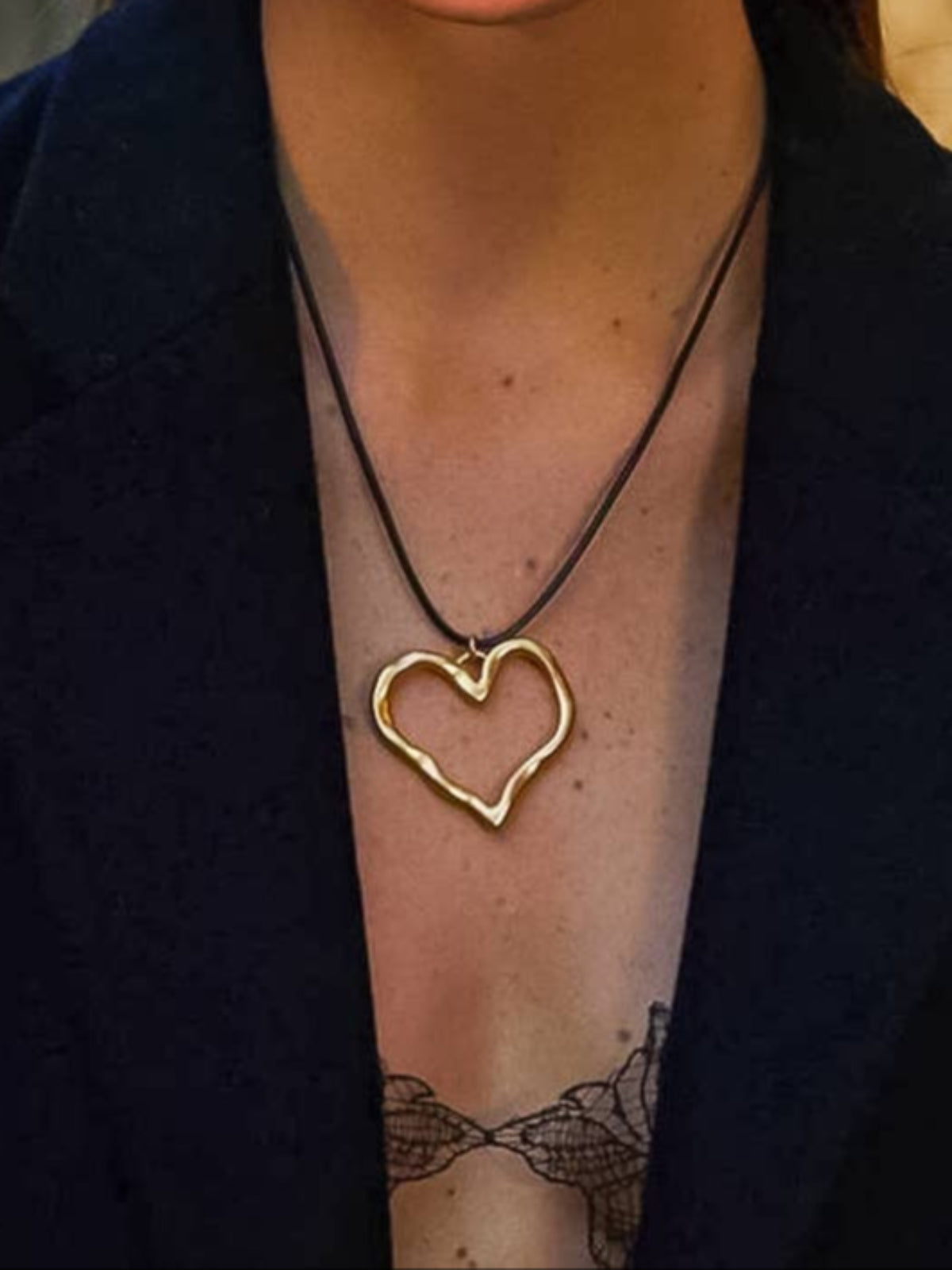 Jeffrey 18K Gold Non-Tarnish Large Heart Necklace
