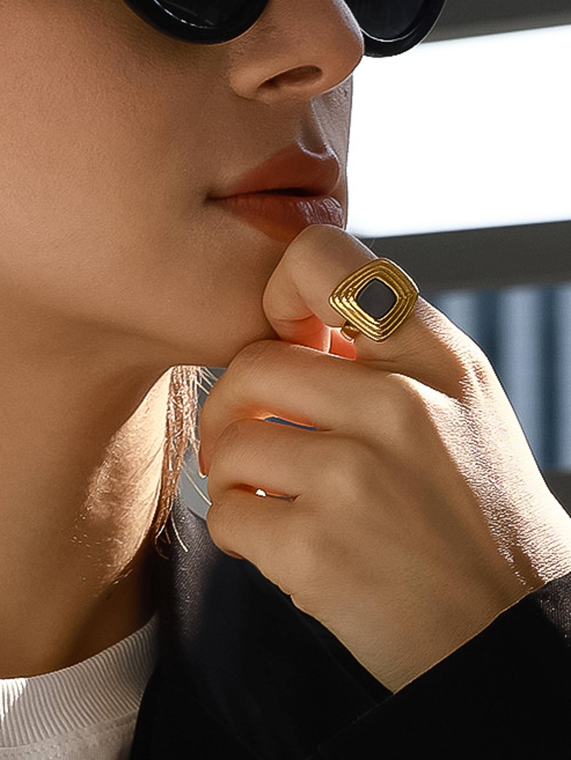 Auricca 18K Gold Non-Tarnish Abstract Open Statement Ring