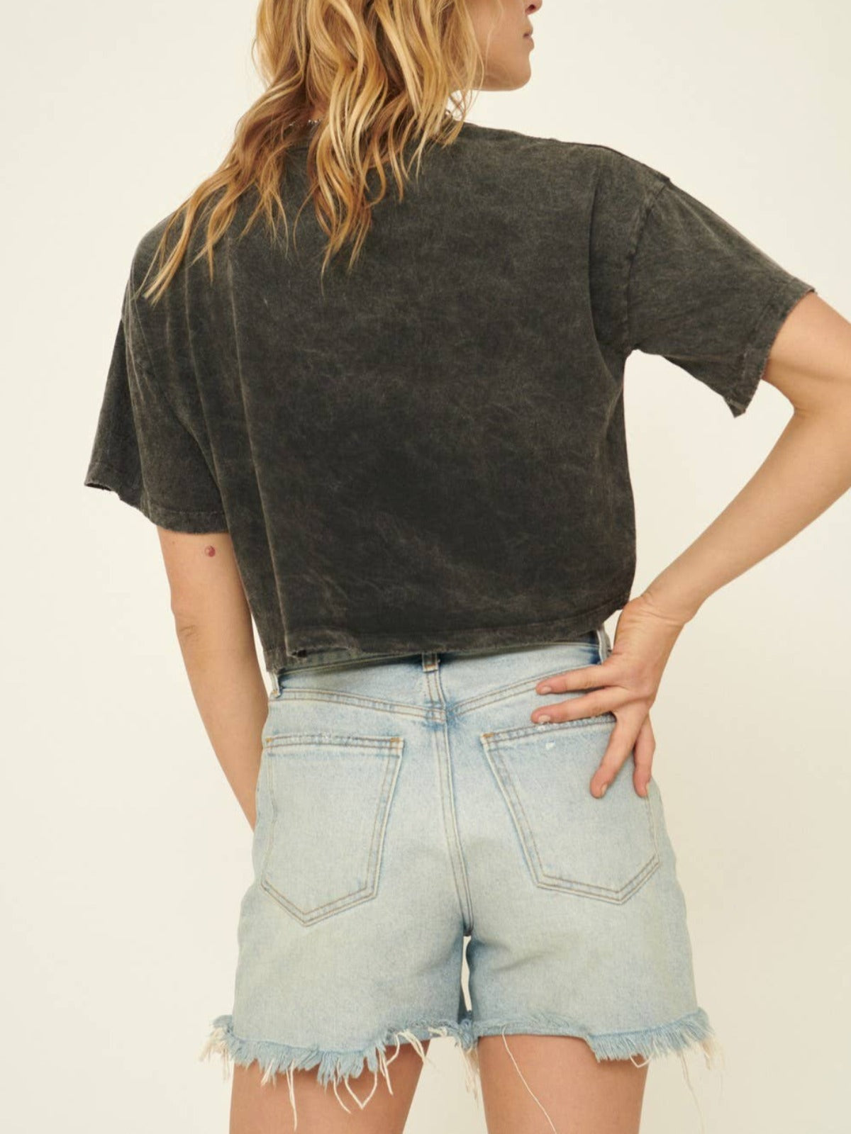 Speak Only with Love Vintage-Wash Cropped Graphic Tee