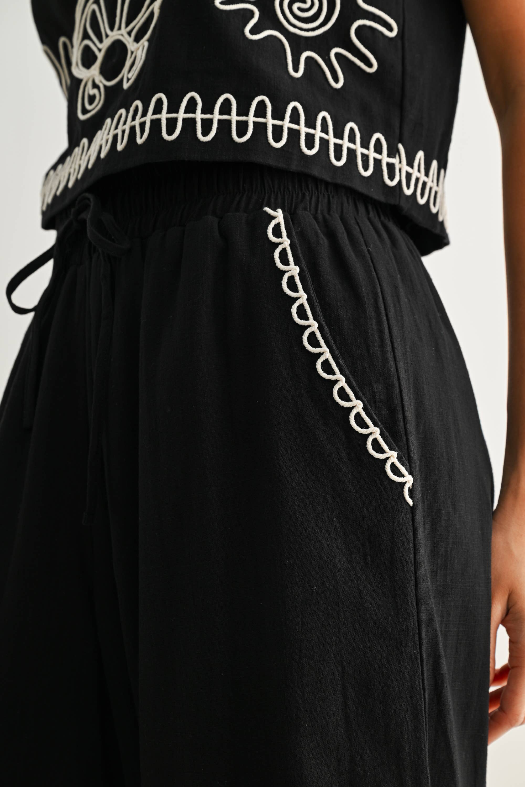 The White-Stitch Luxe Matching Top and Pants