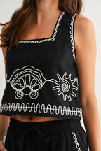 The White-Stitch Luxe Matching Top and Pants