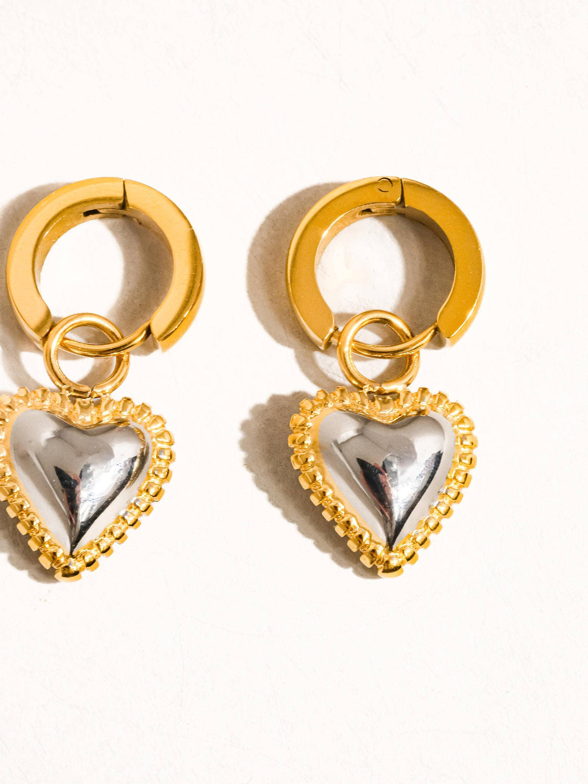 Savon 18K Non-Tarnish Two Tone Classic Heart Earring