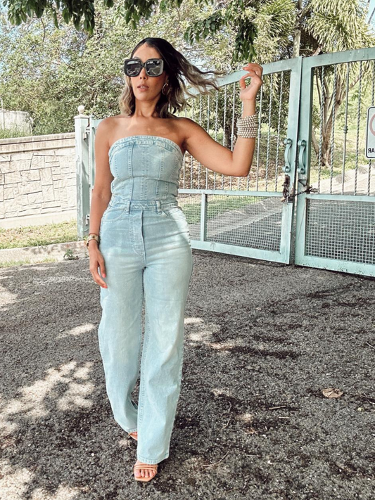 Melrose Strapless Denim Jumpsuit