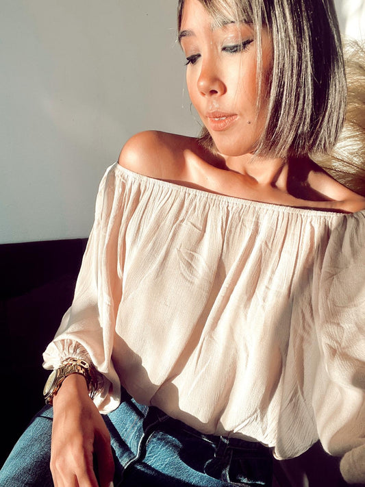 Love You A Latte Off Shoulder Blouse