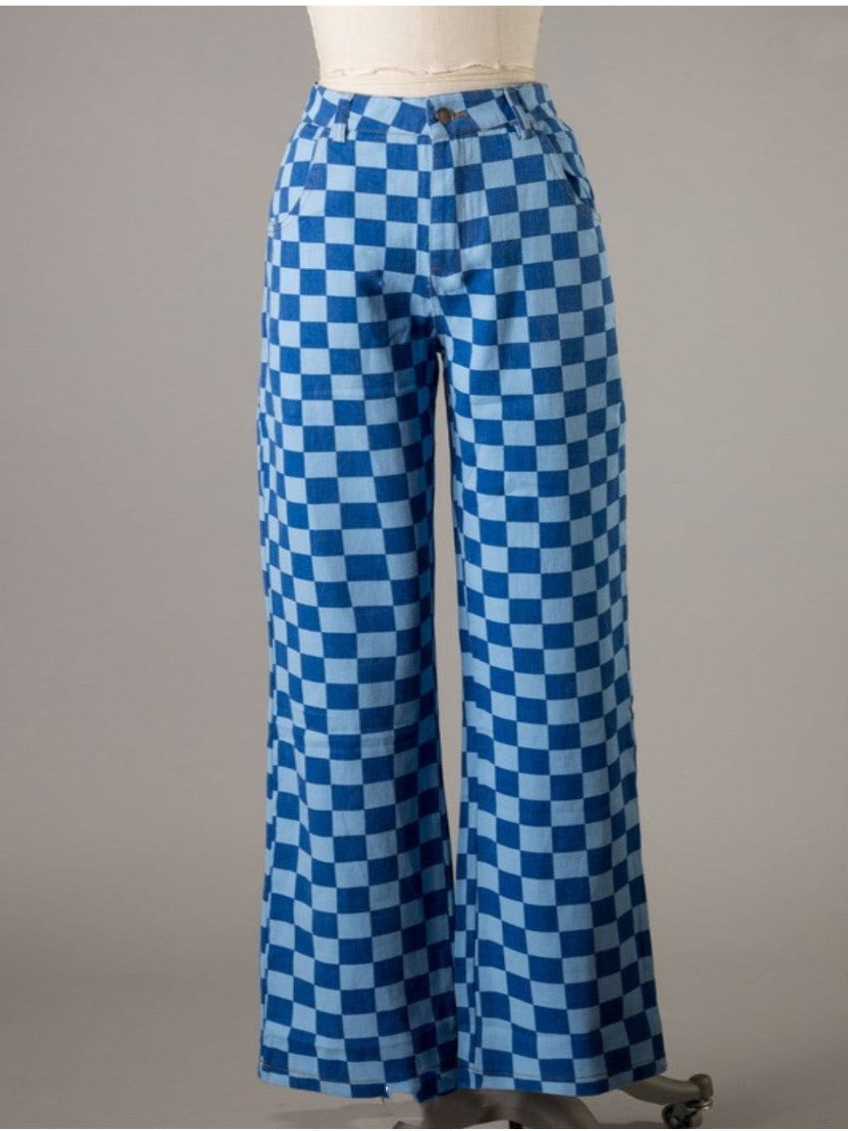 High Waisted Checkered Jeans