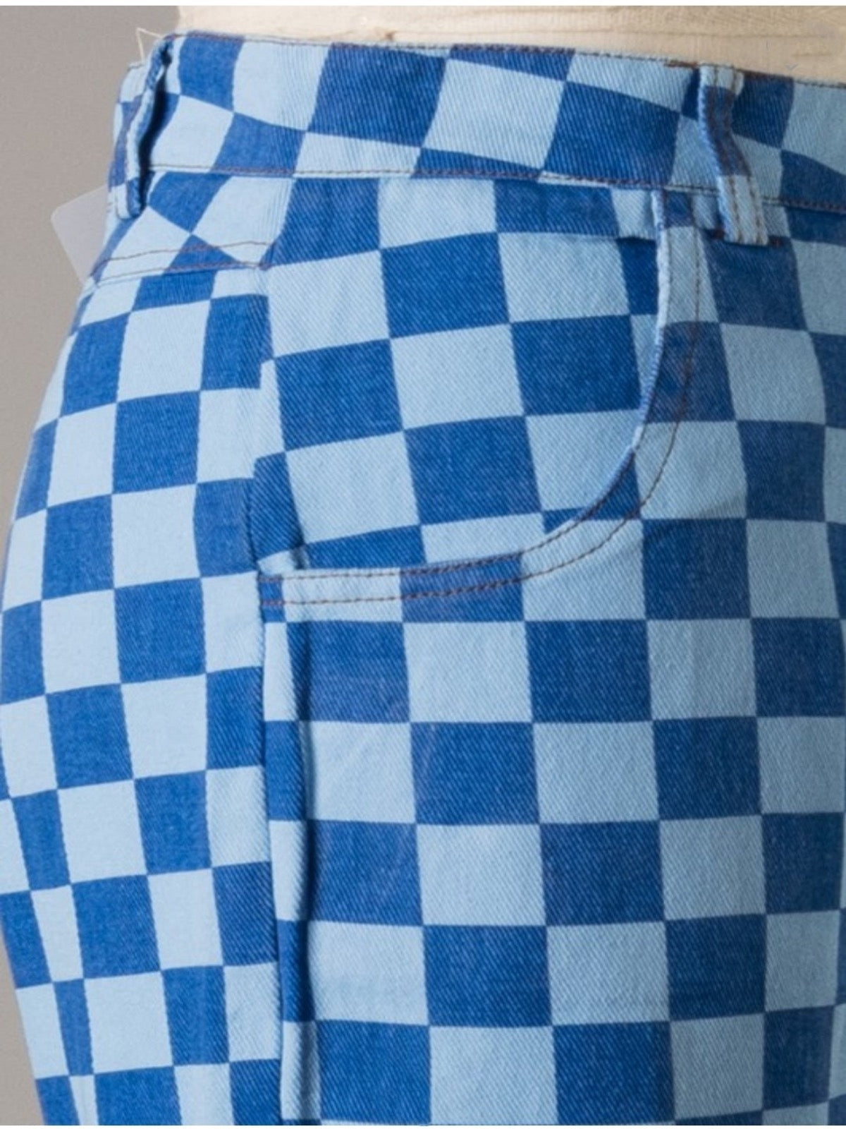 High Waisted Checkered Jeans