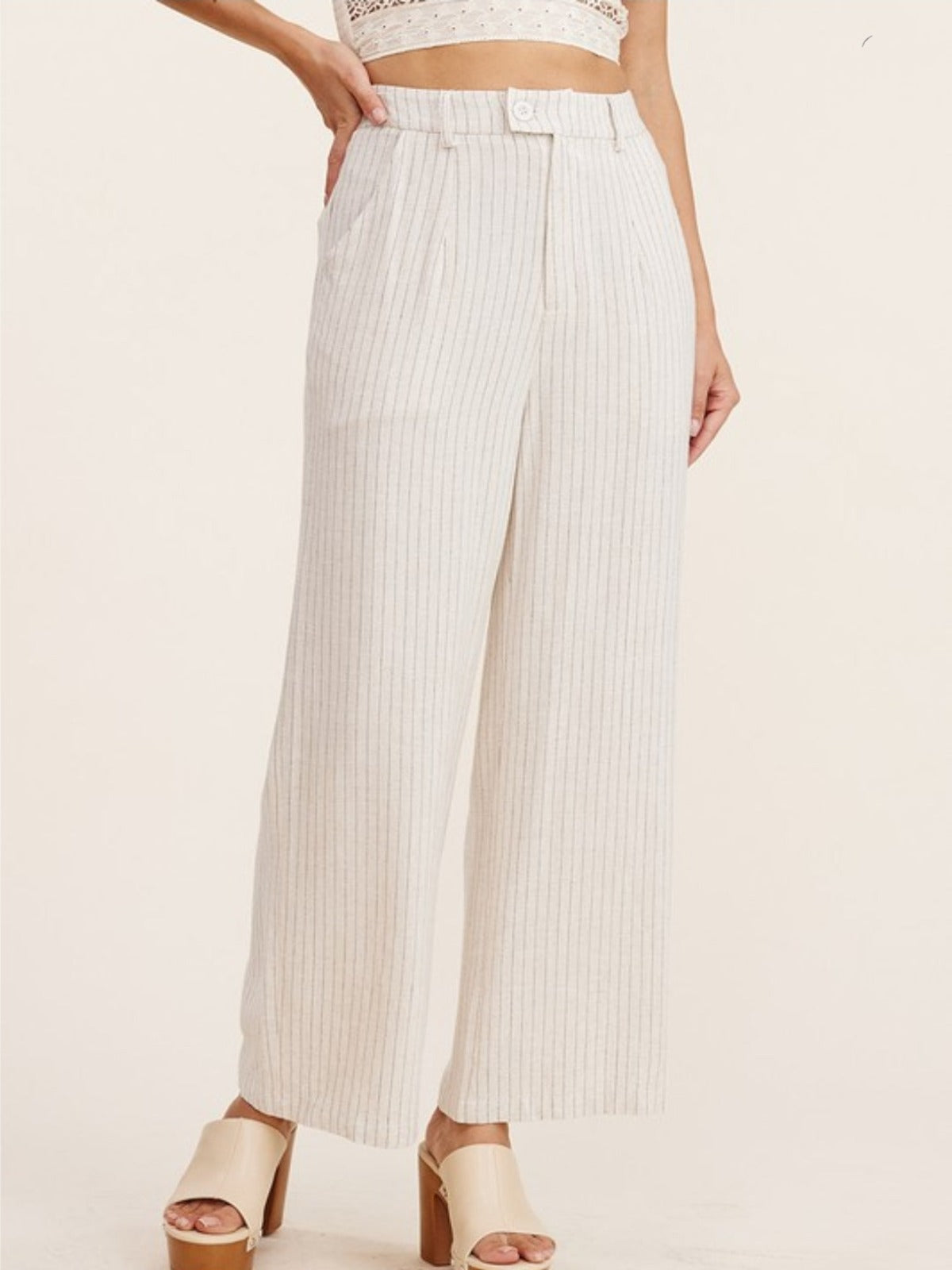 Andalucia Stripe Down Linen Trousers