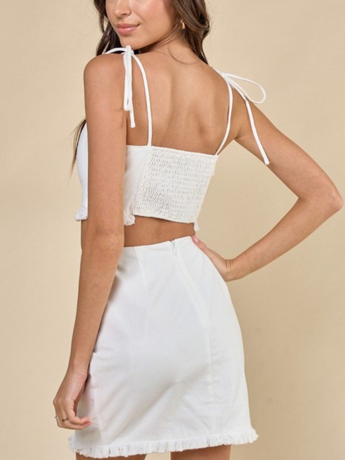 Pretty In White Crop Top and Mini Skirt Set