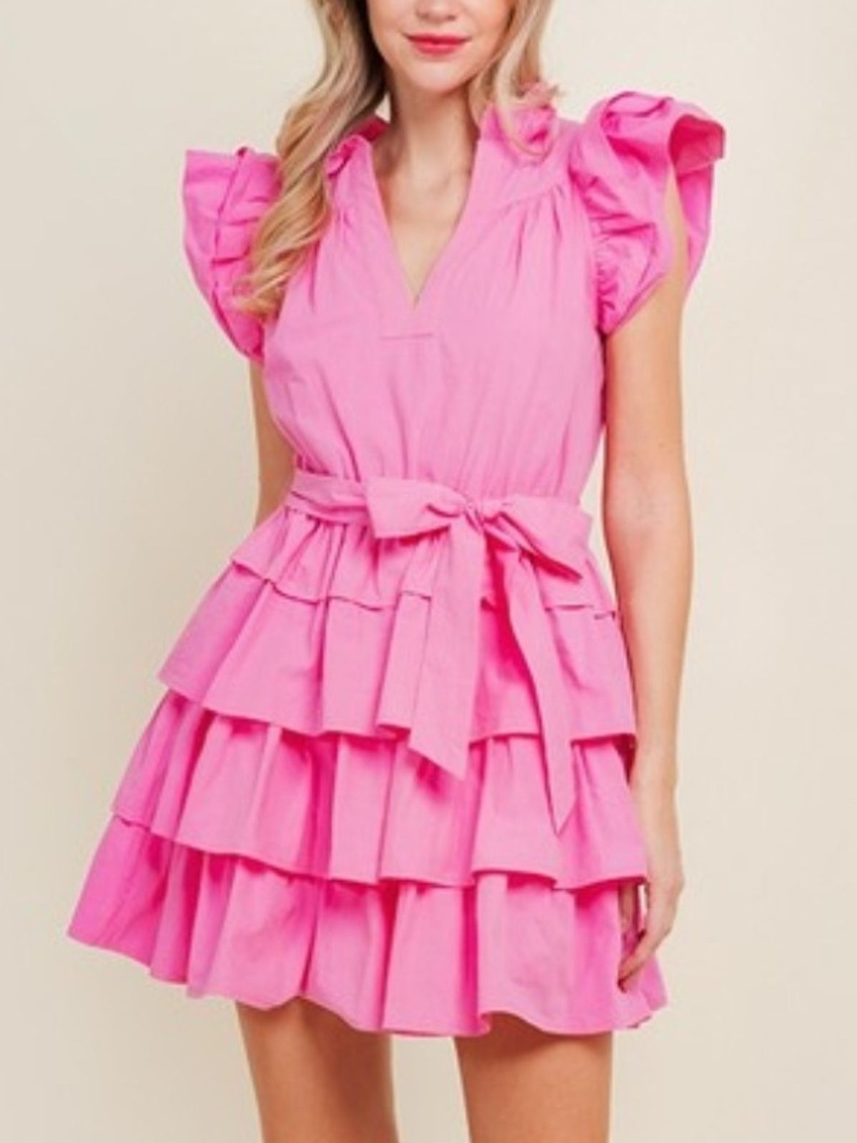 Love Is Pink Ruffled Mini Dress