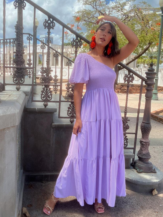 Lavender One Shoulder Maxi Dress